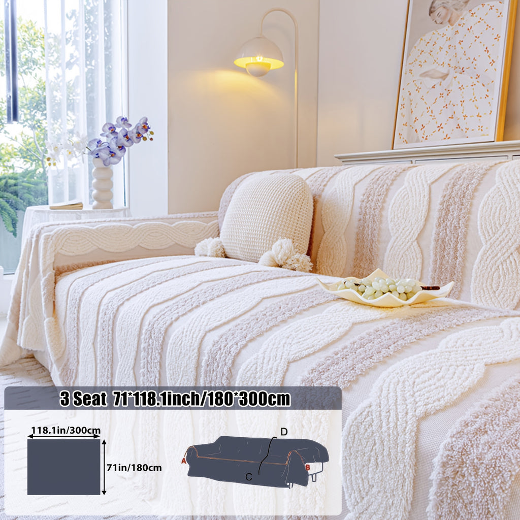 Housse de canapé épaisse en velours jacquard anti-griffes, visuel produit