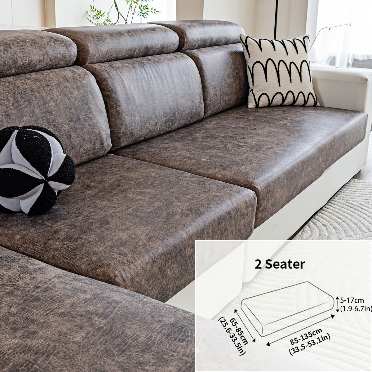 Housse de canapé extensible en polyester d'esprit vintage, détail de la finition