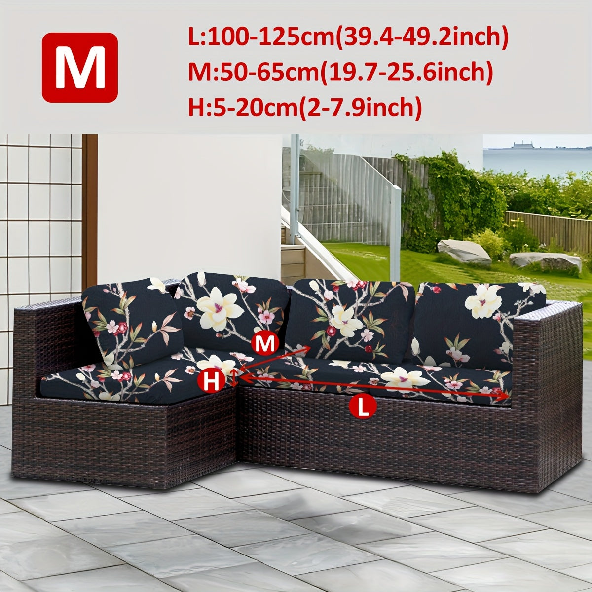 Housse de canapé extensible en fibre de lait à motif tropical, mise en situation