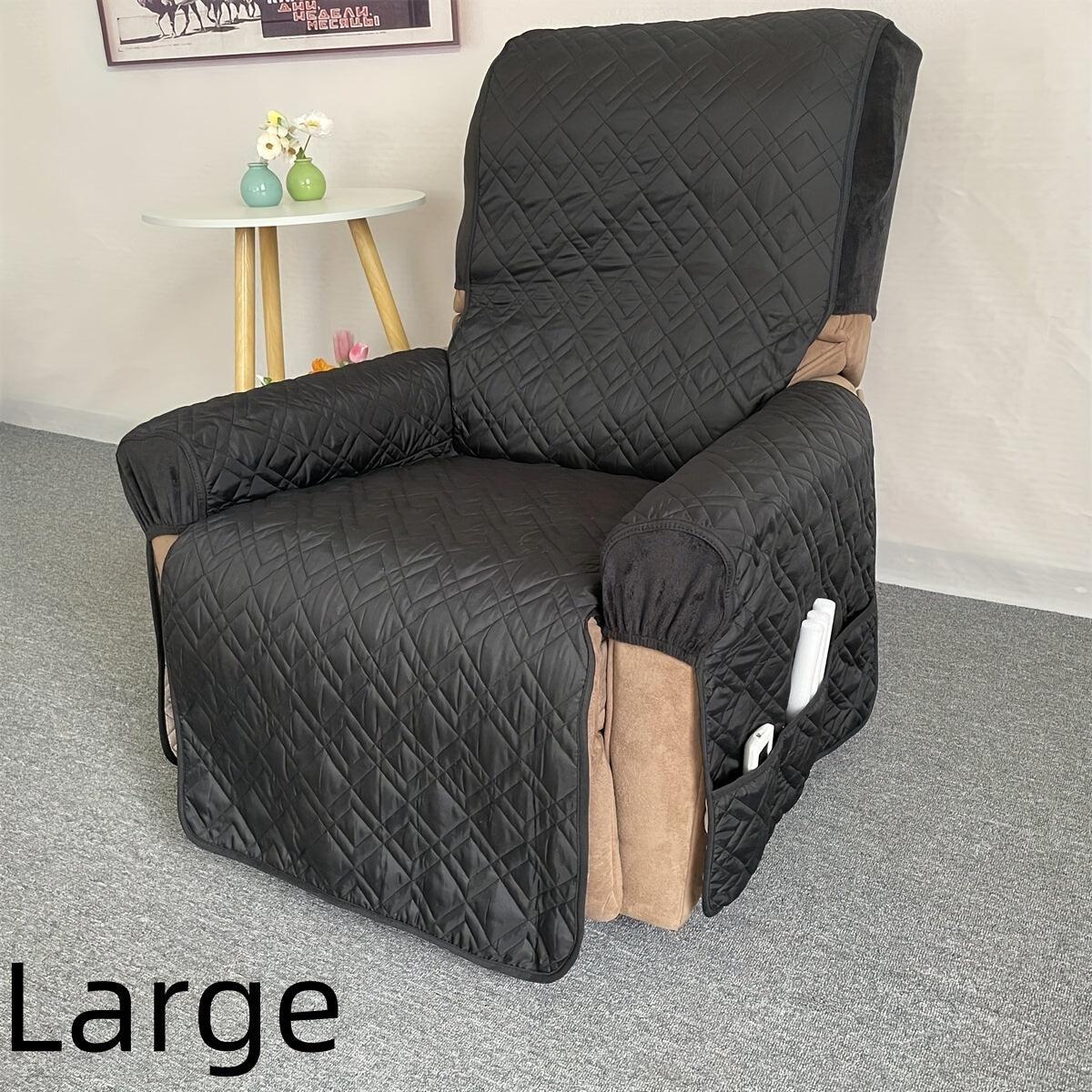Housse de fauteuil matelassée antidérapante pour fauteuil, détail de la finition