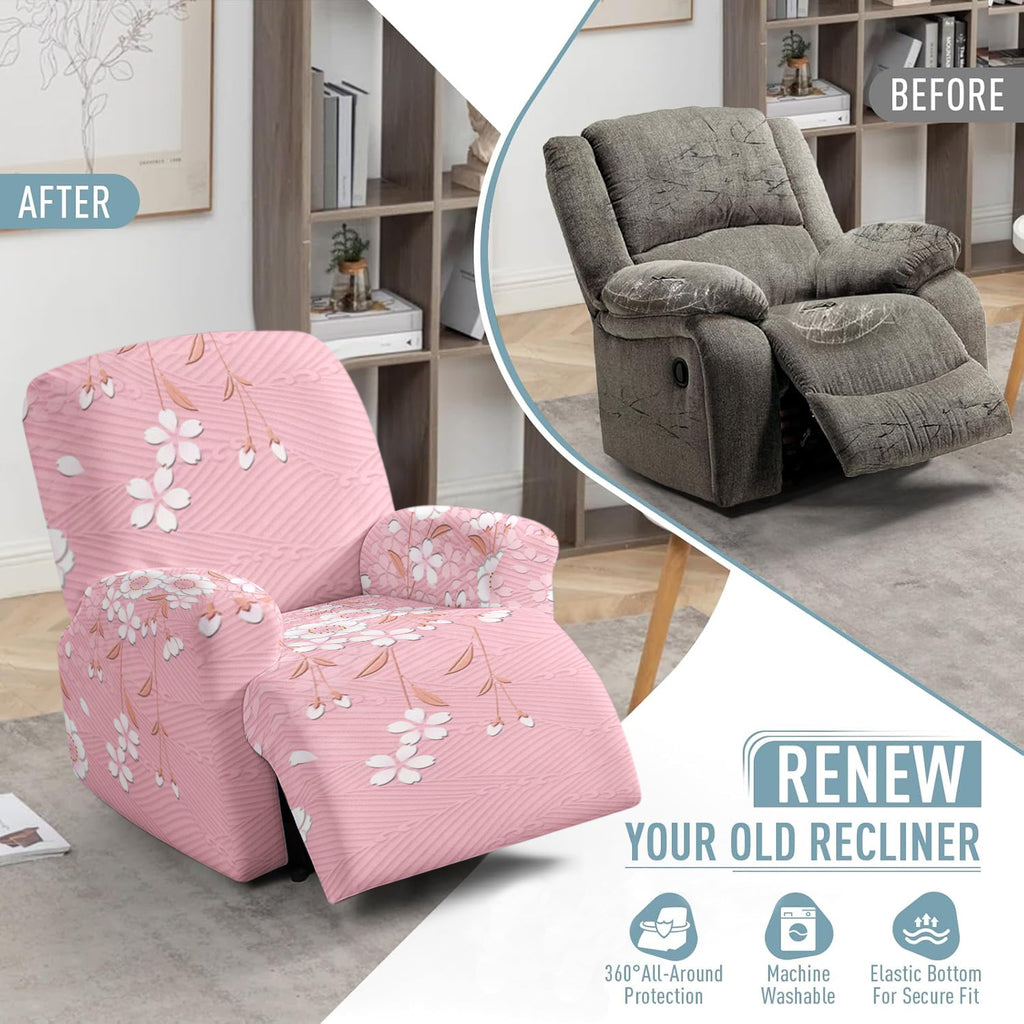 Housse de canapé extensible en fibre de lait imprimée à motif fleuri au rendu, mise en situation