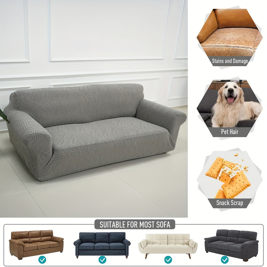 Housse de canapé épaisse extensible en polaire jacquard, gros plan sur le tissu