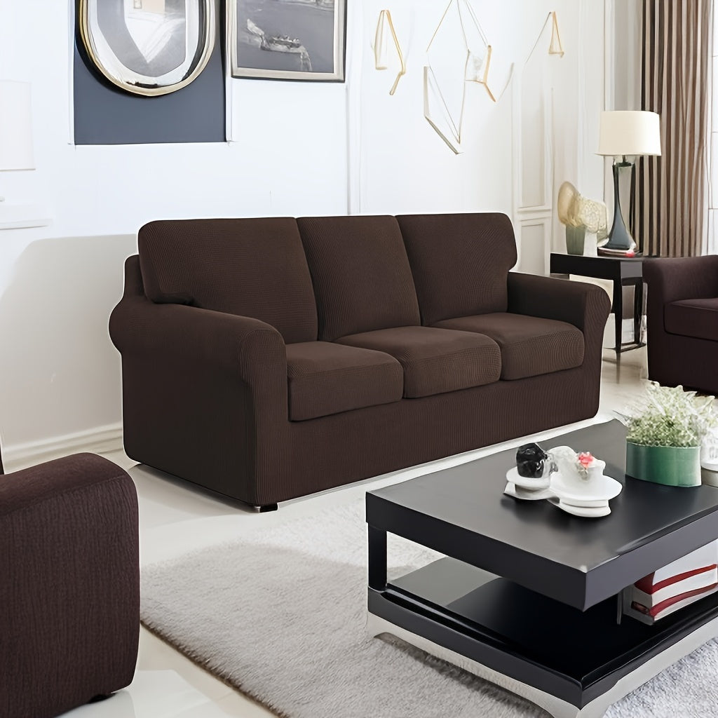 Housse de canapé épaisse extensible en polaire jacquard à housses séparées Image