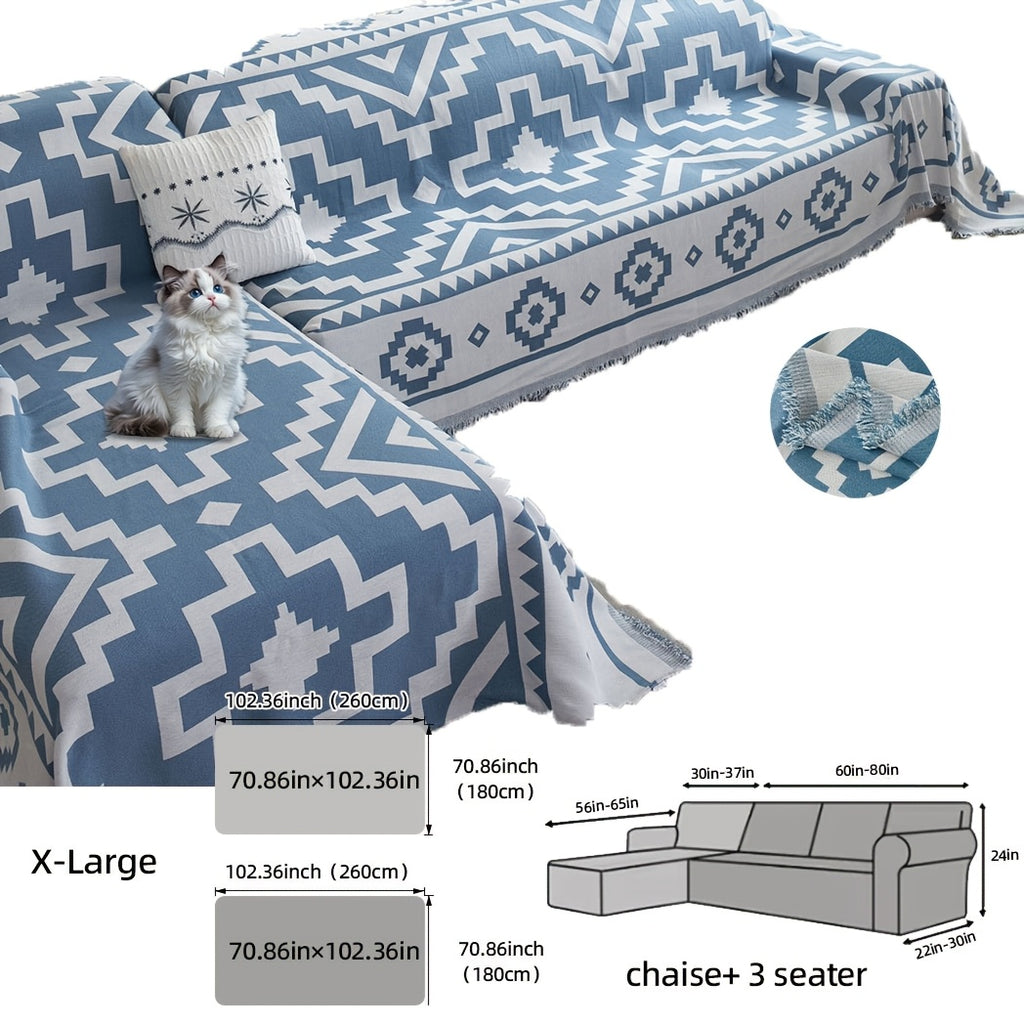 Housse de canapé épaisse en chenille en fils teints pour canapé d'angle, mise en situation
