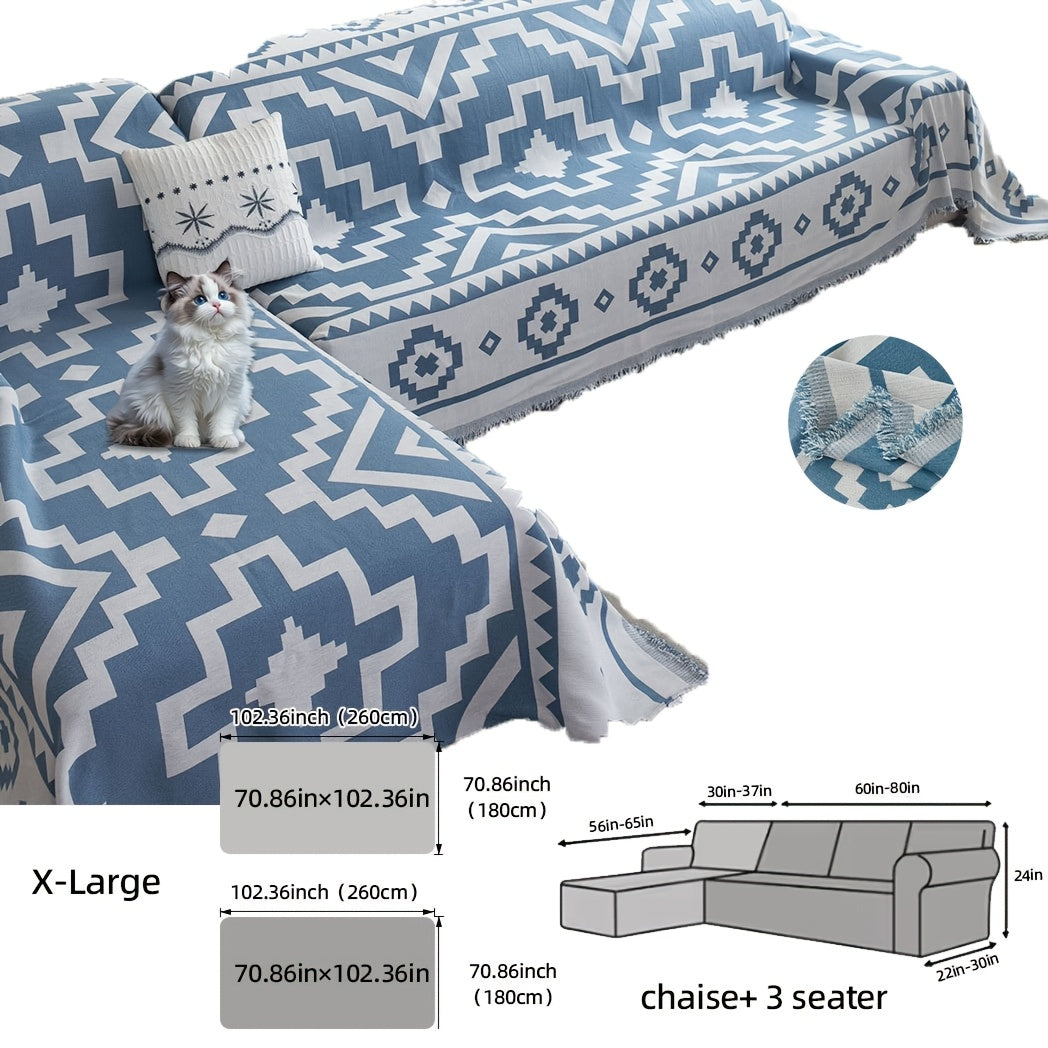 Housse de canapé épaisse en chenille en fils teints pour canapé d'angle, mise en situation