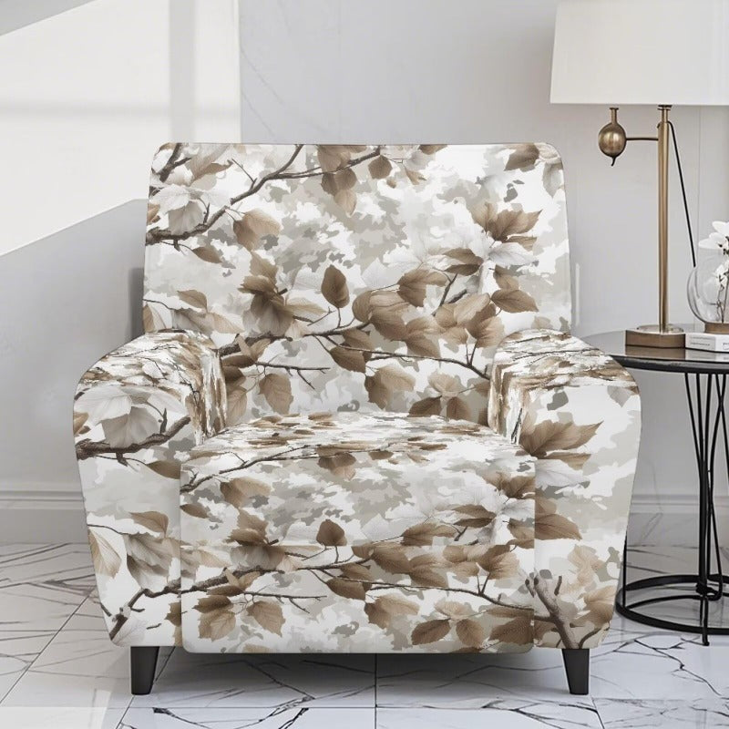Housse de canapé extensible en fibre de lait matelassée à motif feuillage