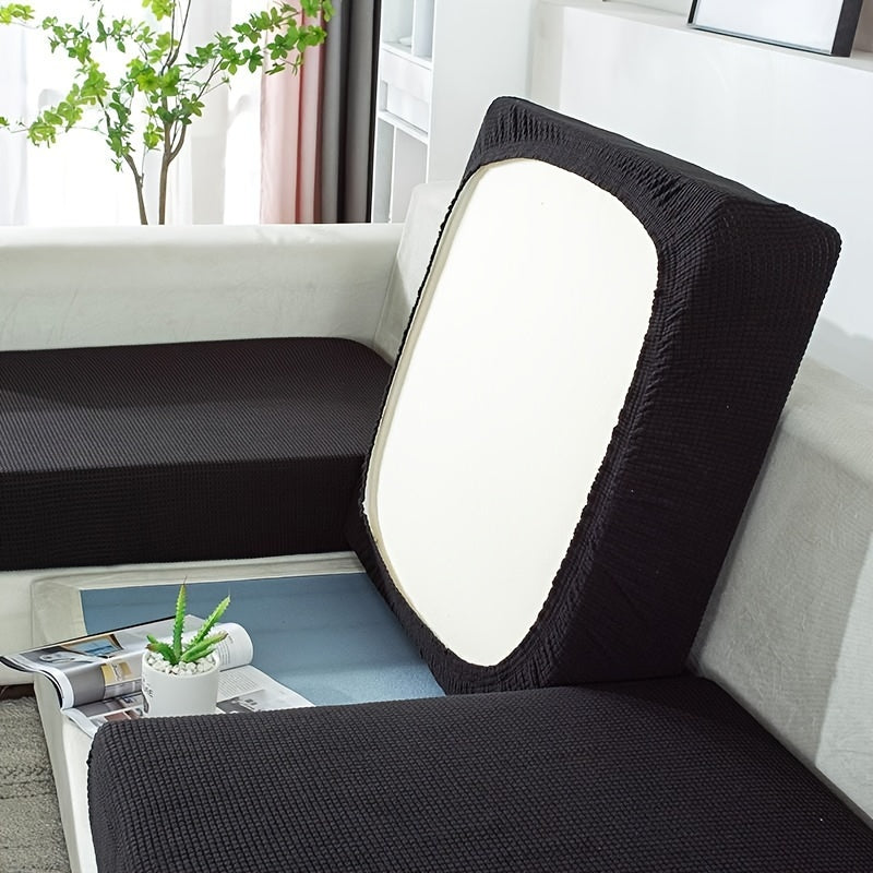 Housse de canapé épaisse extensible en polaire jacquard à housses séparées, détail de l'ourlet