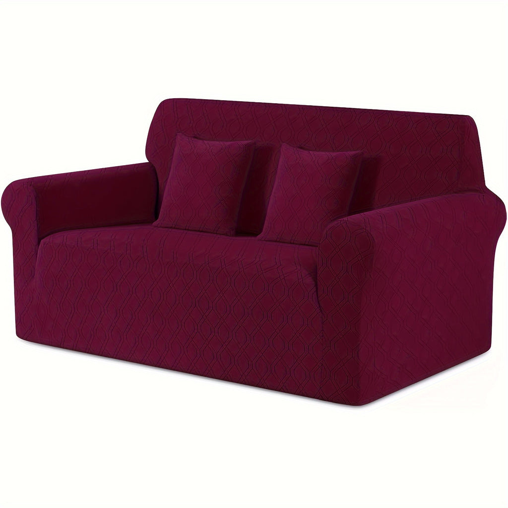 Housse de canapé extensible en polaire jacquard antidérapante d'esprit vintage, compatible fauteuil, canapé deux places, canapé trois places
