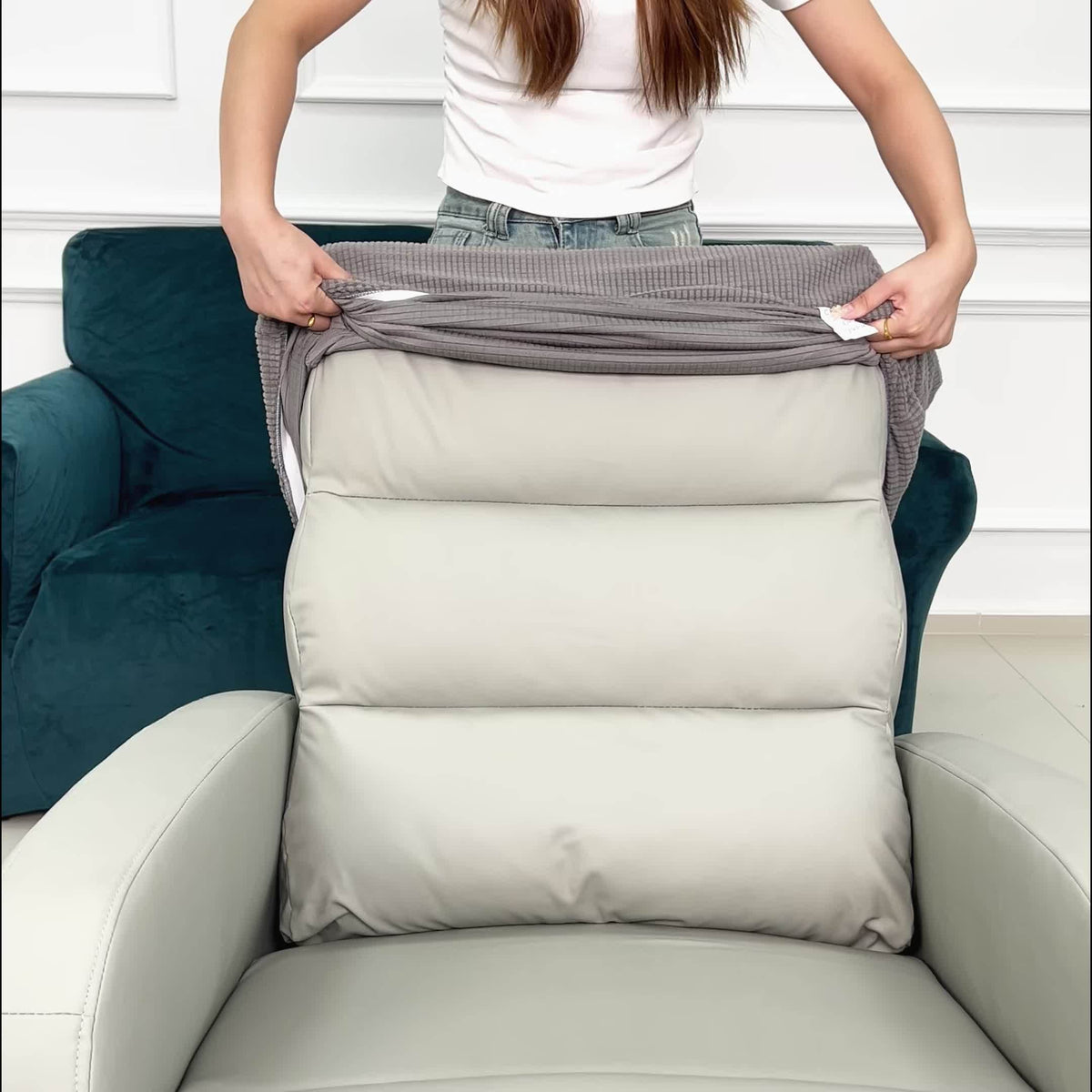 Housse de fauteuil épaisse extensible en polaire jacquard, autre coloris