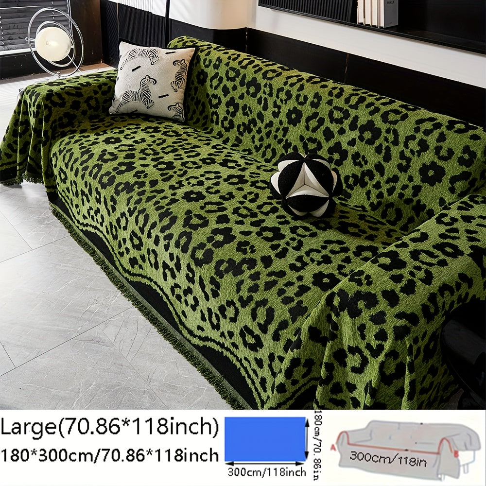 Housse de coussin en chenille jacquard à motif léopard, vue de dos