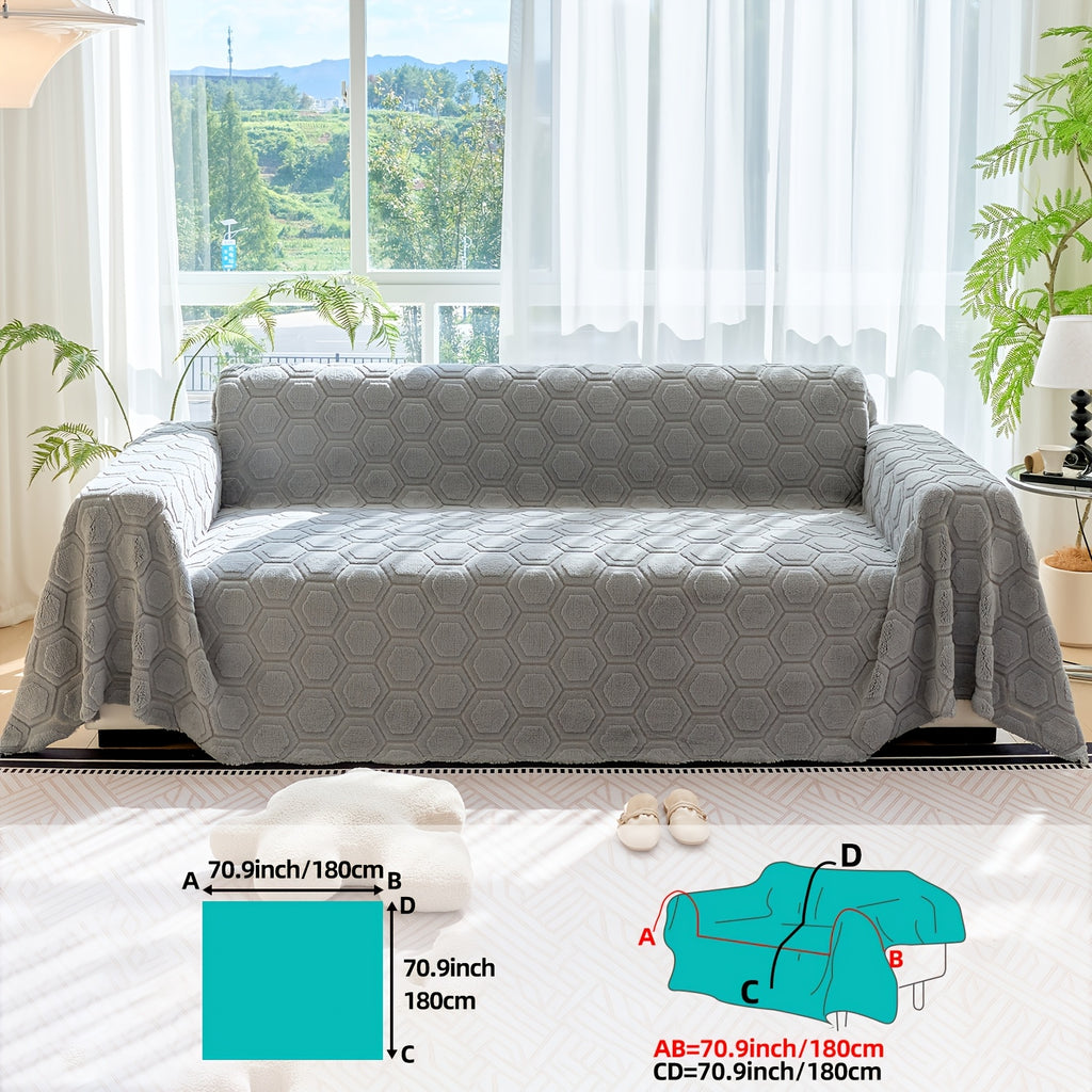 Housse de canapé épaisse en velours jacquard à motif géométrique