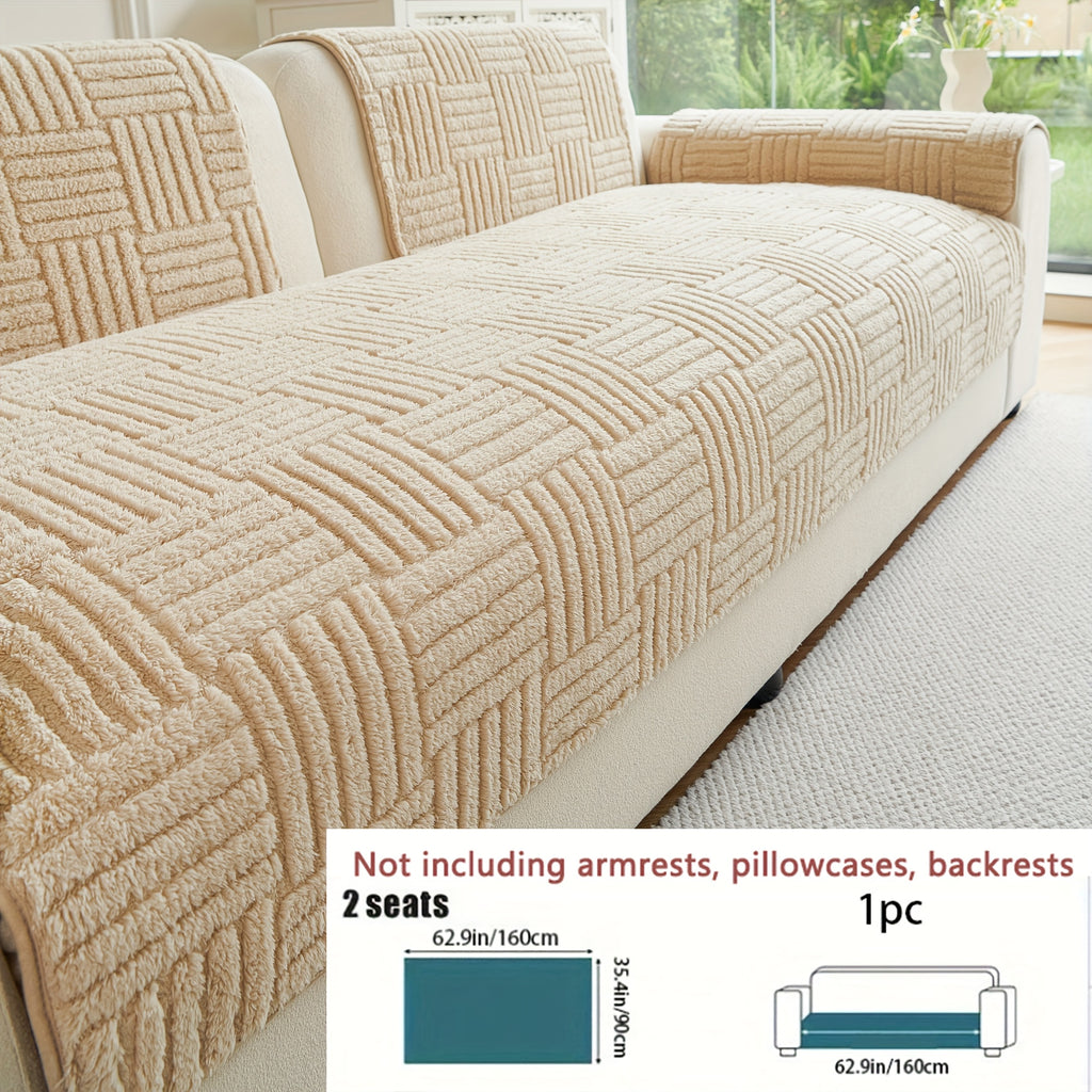 Housse de canapé en velours jacquard à motif bohème antidérapante, gros plan sur le tissu