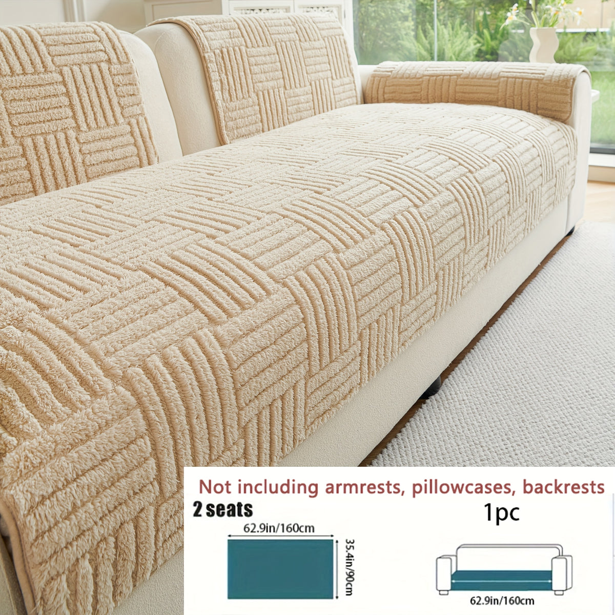 Housse de canapé en velours jacquard à motif bohème antidérapante, gros plan sur le tissu