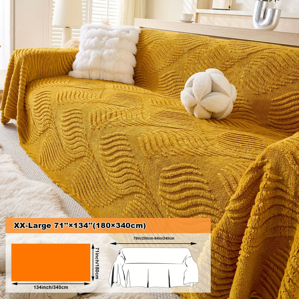 Housse de canapé en velours peluche uni, vue d'ensemble
