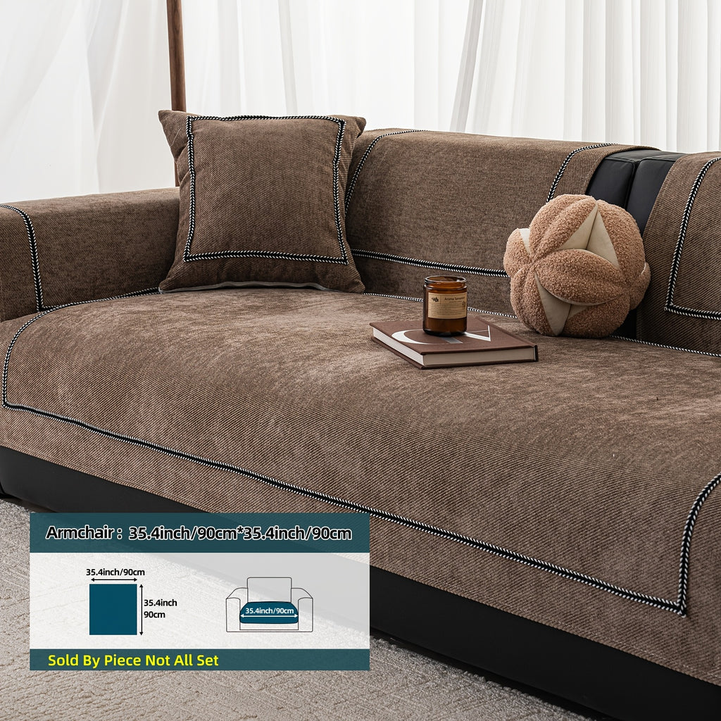 Housse de coussin épaisse en chenille en fils teints antidérapante à housses, tissu de 250 à 300 g/m²