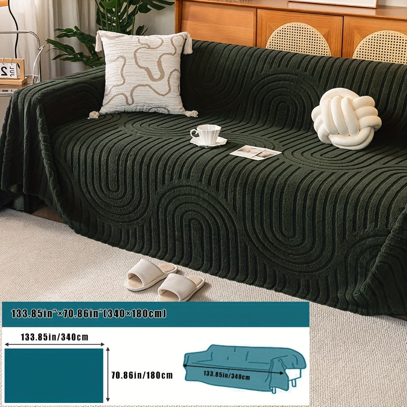 Housse de canapé épaisse en velours jacquard d'esprit vintage, vue de dos