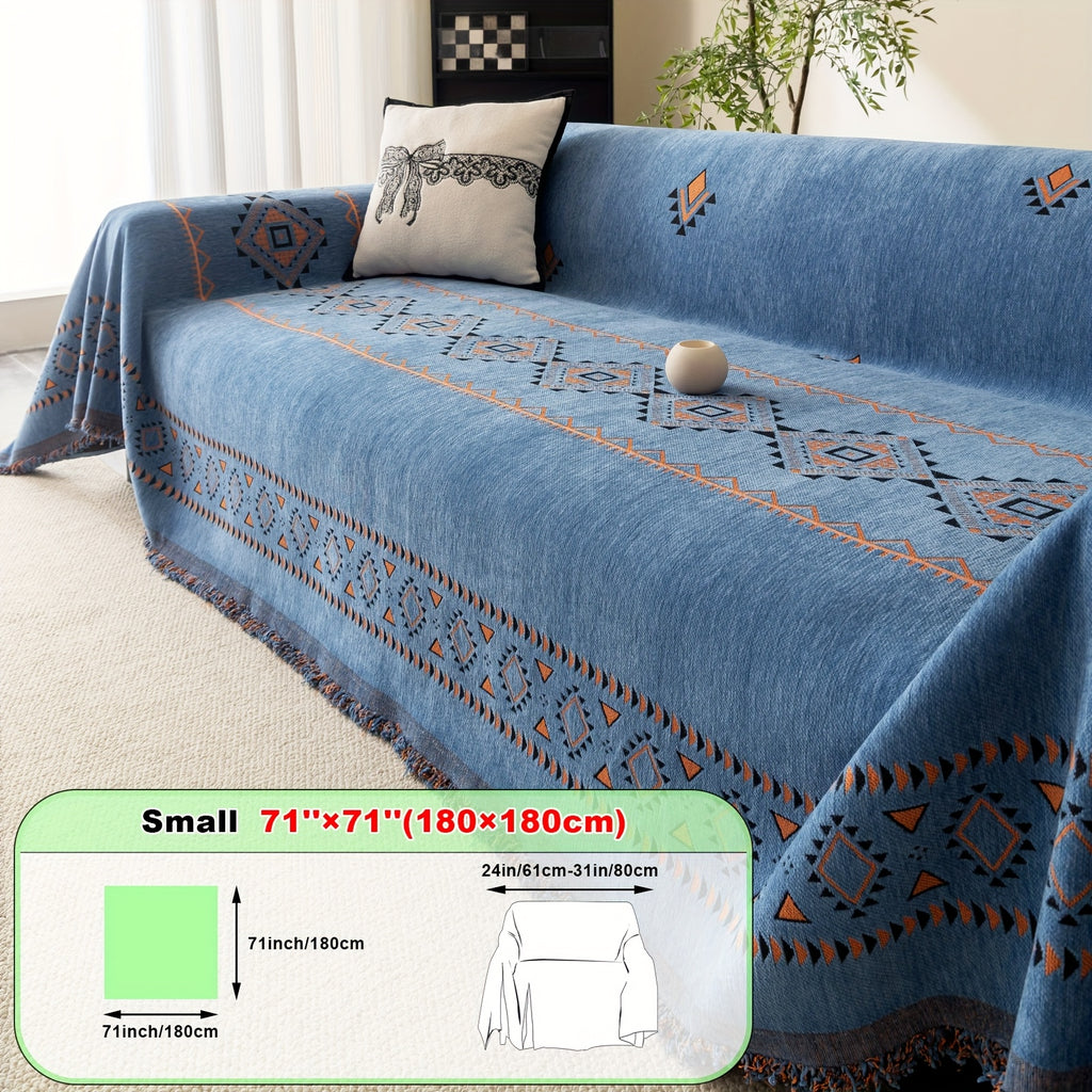 Housse de canapé épaisse en chenille jacquard d'esprit bohème