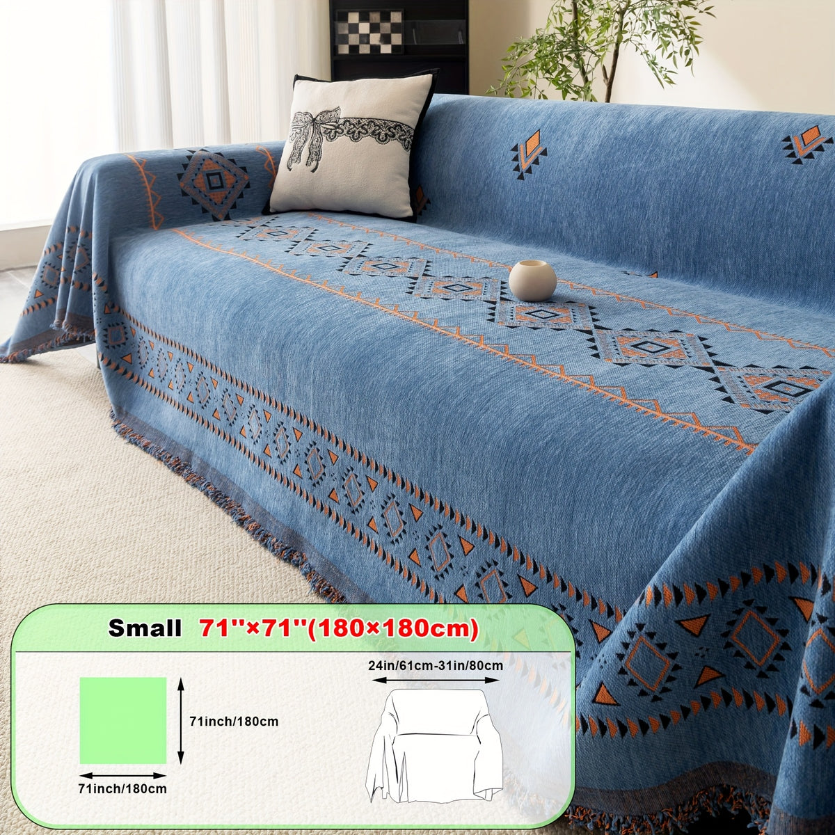 Housse de canapé épaisse en chenille jacquard d'esprit bohème Image
