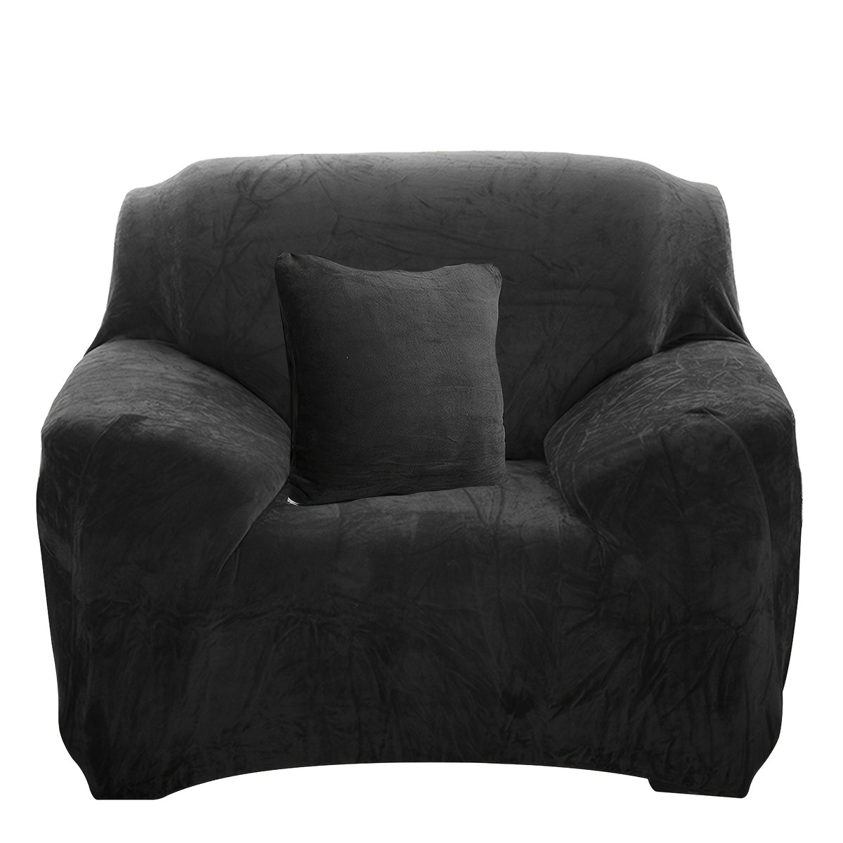 Housse de canapé épaisse extensible en peluche, gros plan sur le tissu