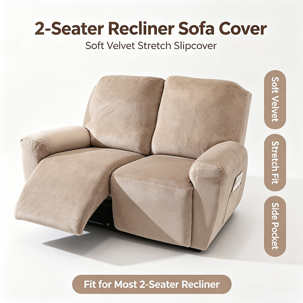 Housse de fauteuil extensible en velours antidérapante, mise en situation