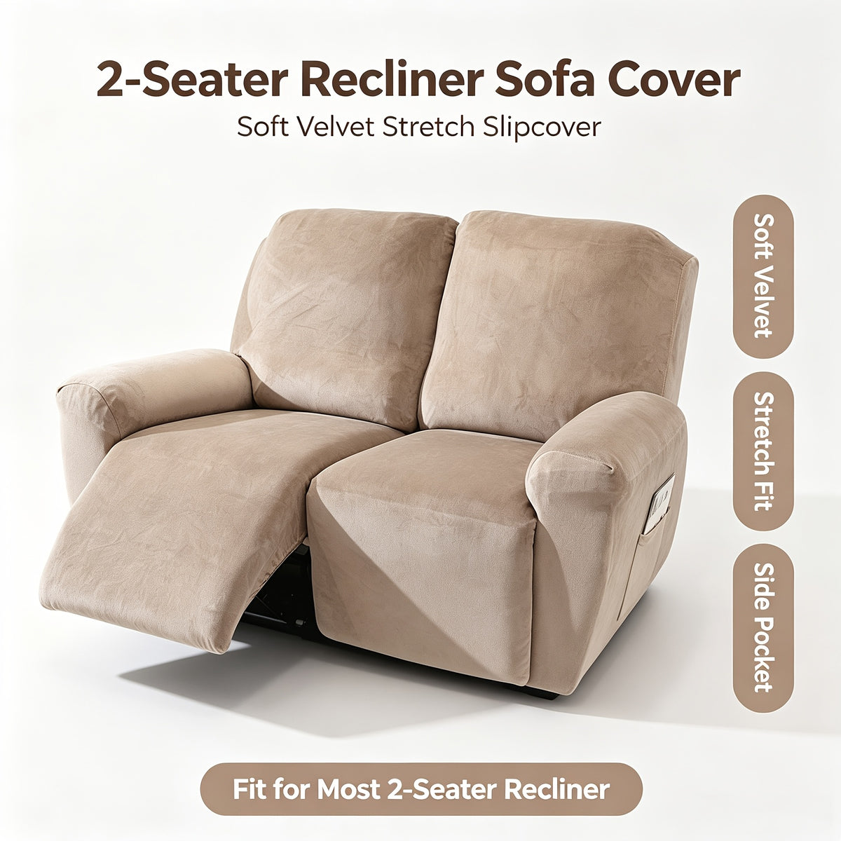Housse de fauteuil extensible en velours antidérapante, mise en situation