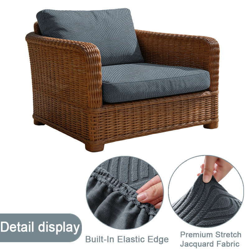 Housse de canapé extensible en polaire jacquard à cordon de serrage, vue d'ensemble