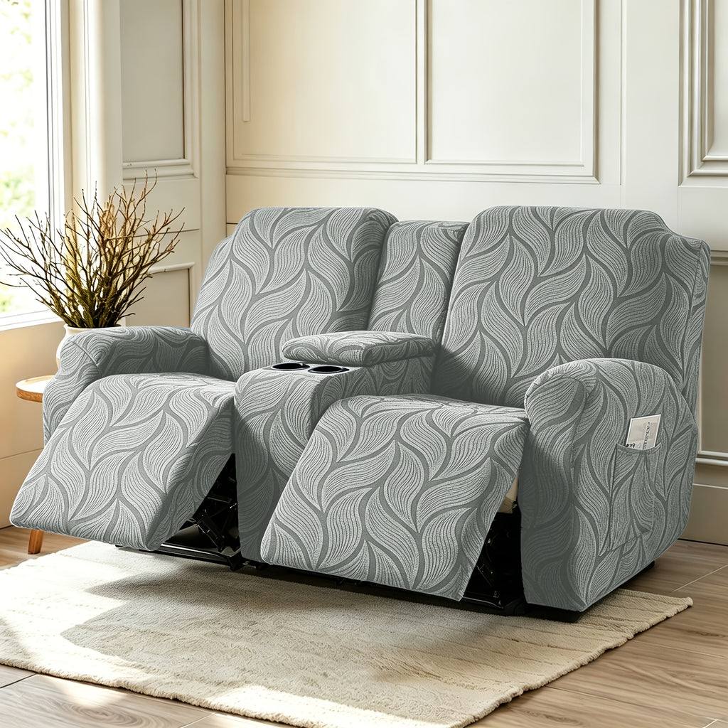 Housse de canapé extensible en polaire jacquard à motif feuillage, visuel produit