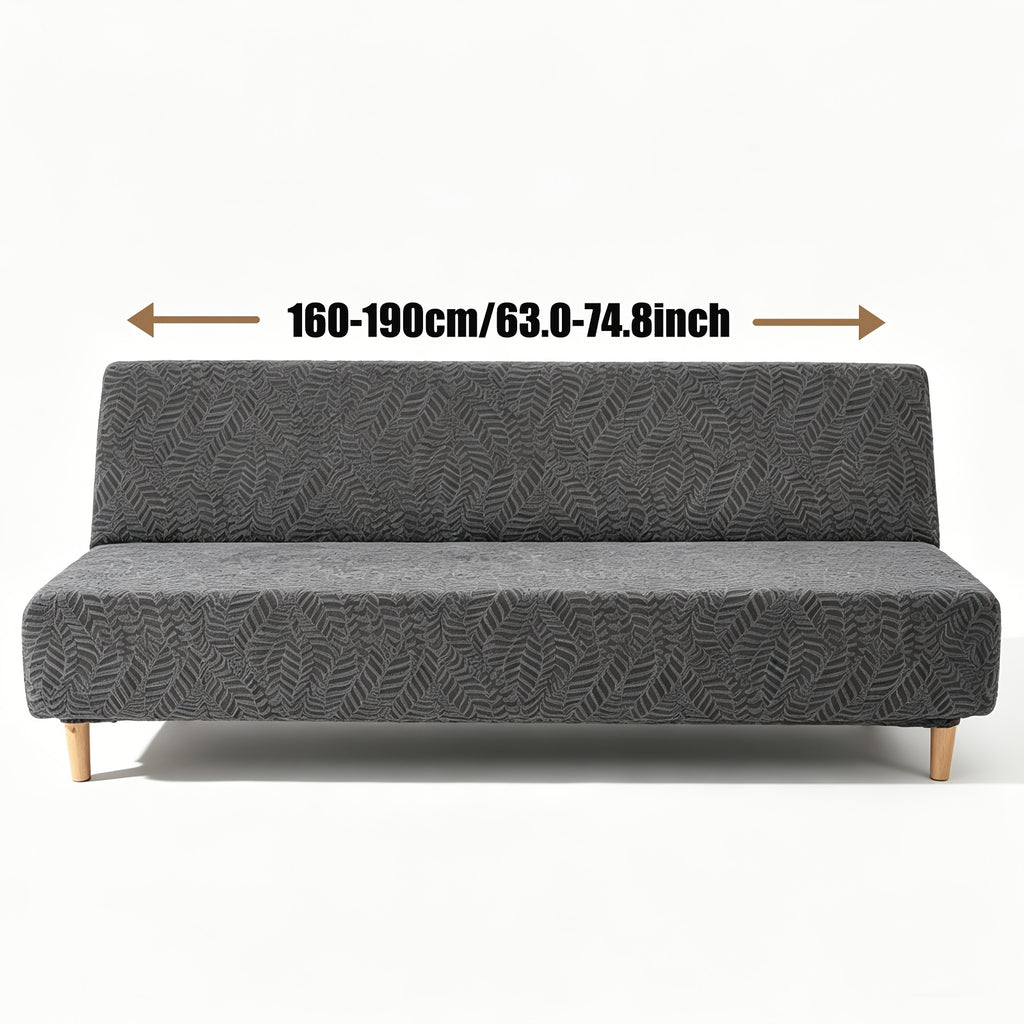 Housse de canapé extensible en polaire jacquard à rayures sans accoudoirs — détail de la matière : polaire
