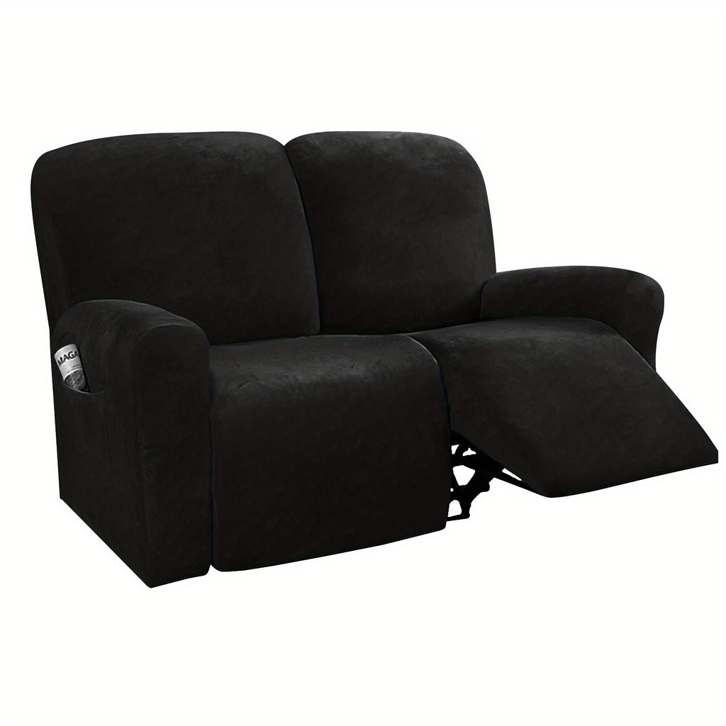 Housse de canapé extensible en velours pour canapé deux places, détail de l'ourlet