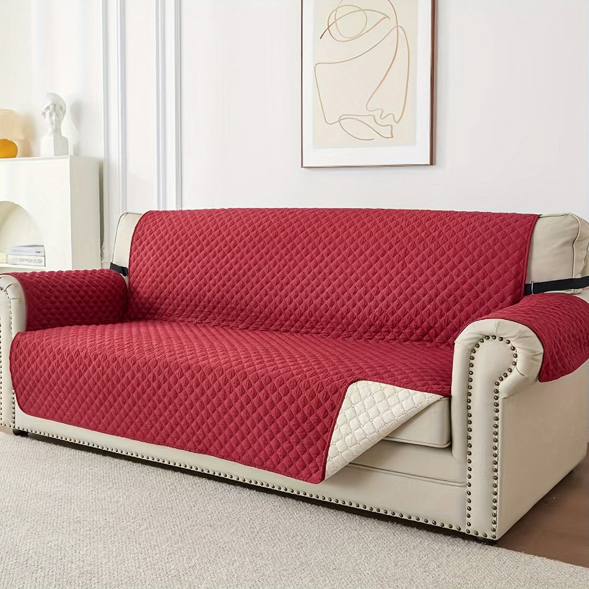 Housse de canapé légère en polyester antidérapante, mise en situation
