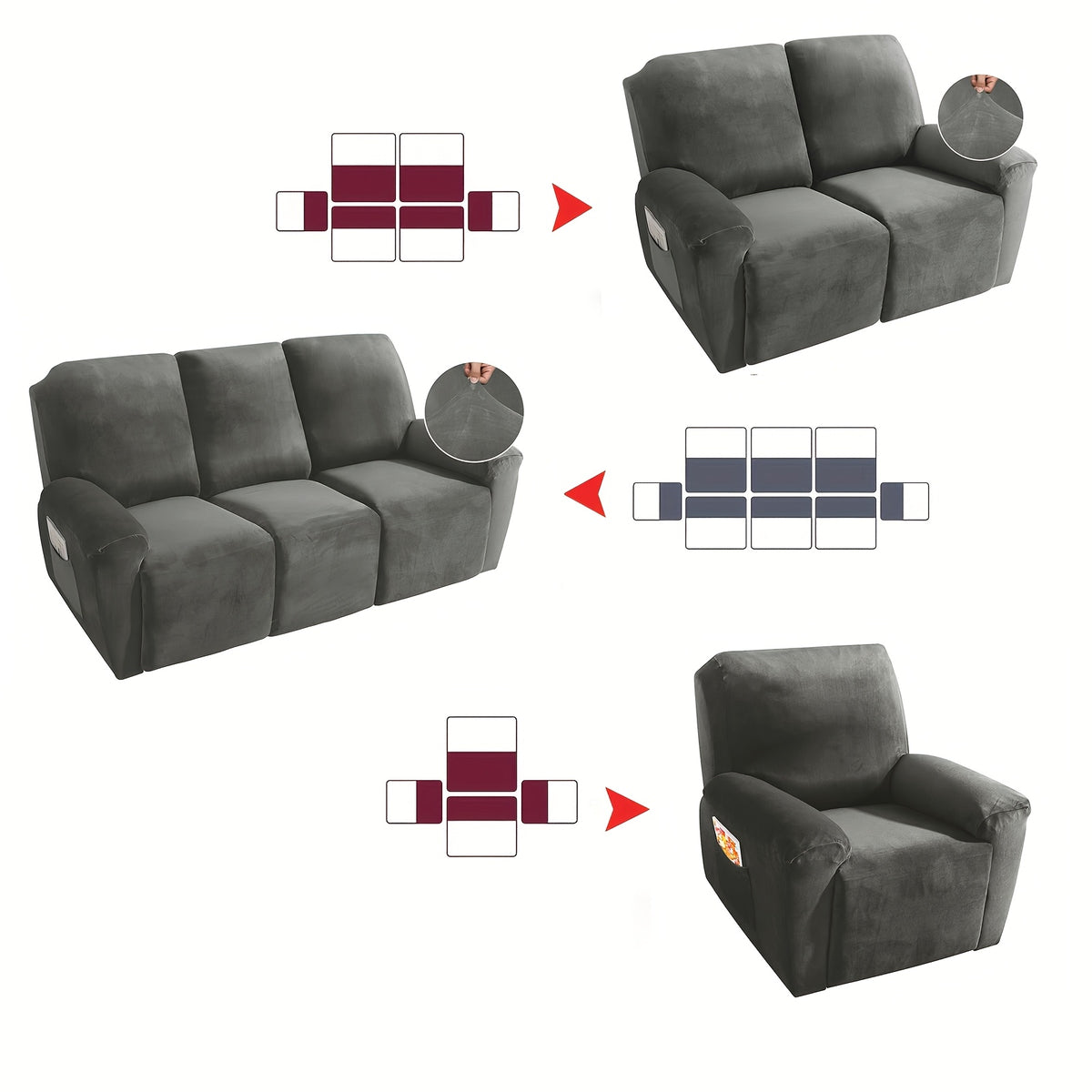 Housse de fauteuil en polaire jacquard, gros plan sur le tissu