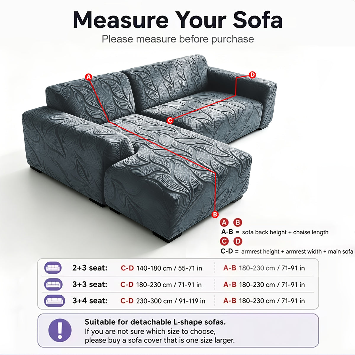 Housse de canapé extensible en polaire jacquard à motif feuillage pour canapé, détail de la finition
