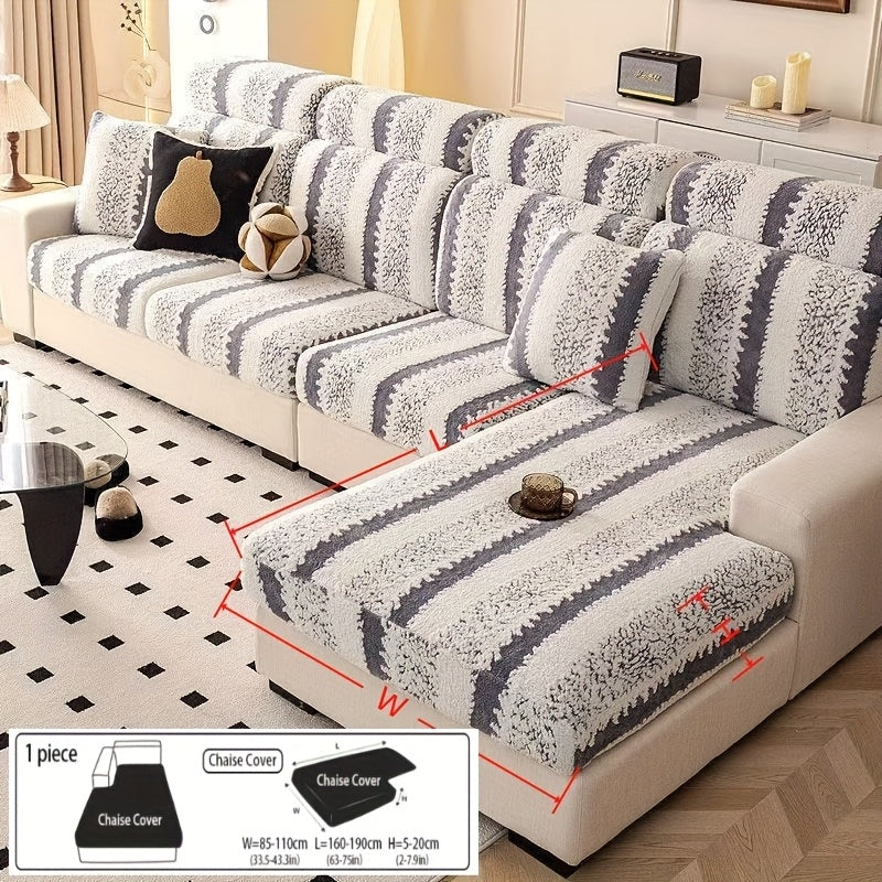 Housse de canapé extensible en velours antidérapante d'esprit vintage, vue d'ensemble