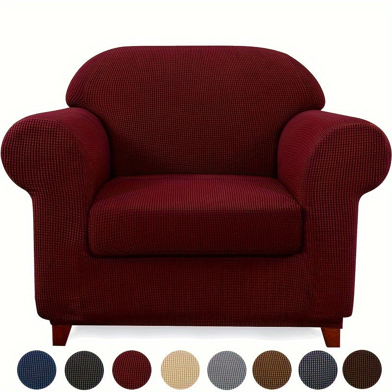 Housse de canapé épaisse extensible en polaire jacquard antidérapante, vue de dos