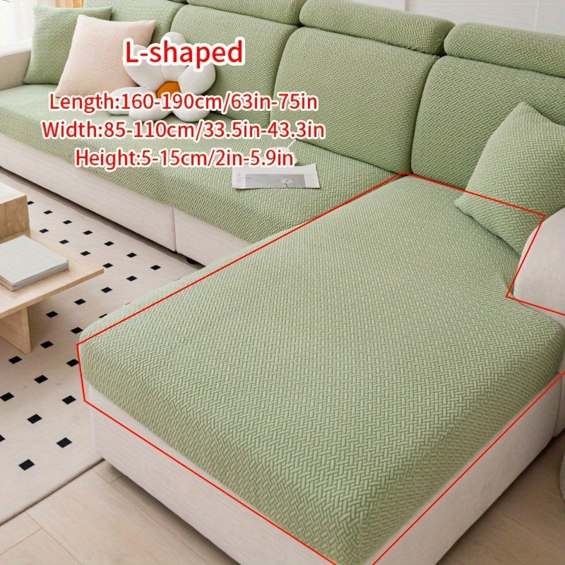 Housse de canapé en polaire jacquard antidérapante, gros plan sur le tissu