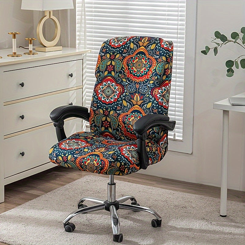 Housse de chaise extensible en polyester à fermeture éclair, vue de dos