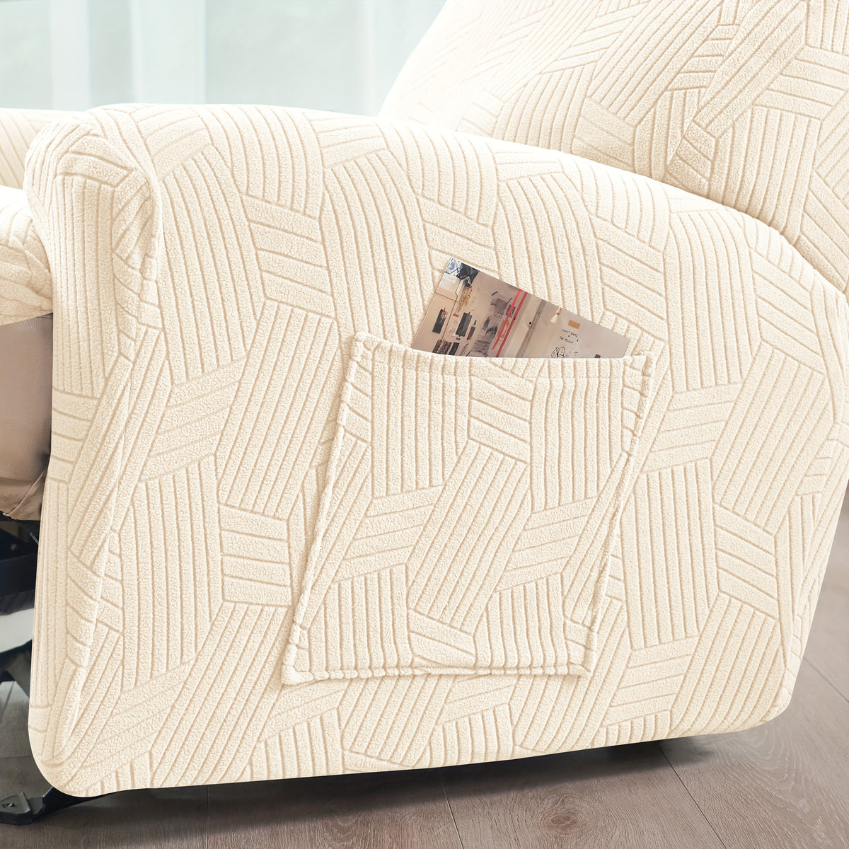 Housse de canapé extensible en velours côtelé jacquard pour fauteuil, housse posée