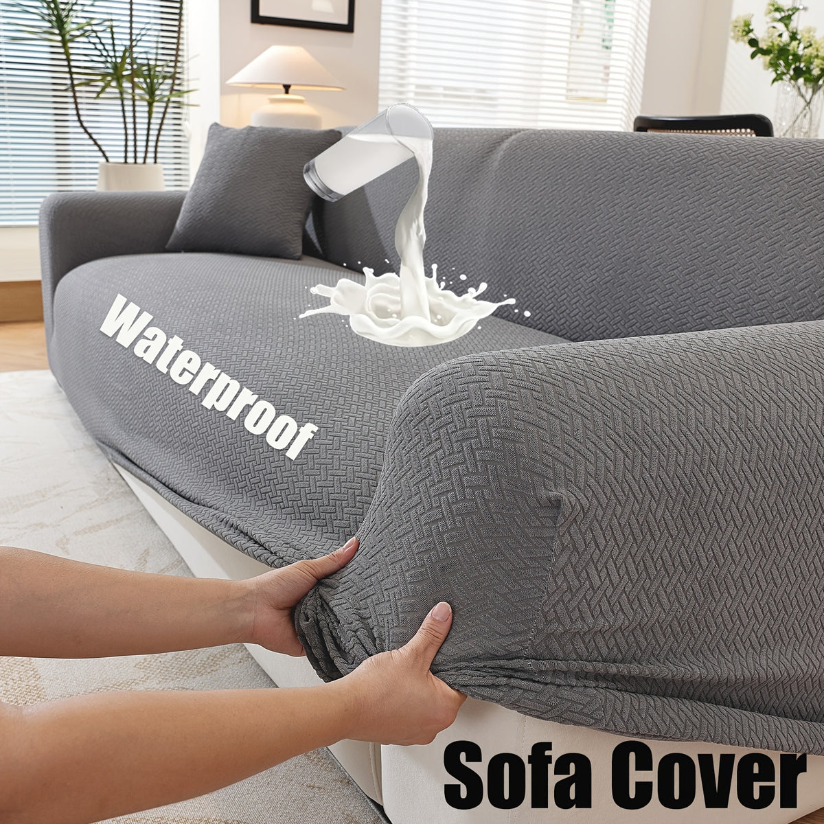 Housse de canapé extensible en polaire jacquard, gros plan sur le tissu