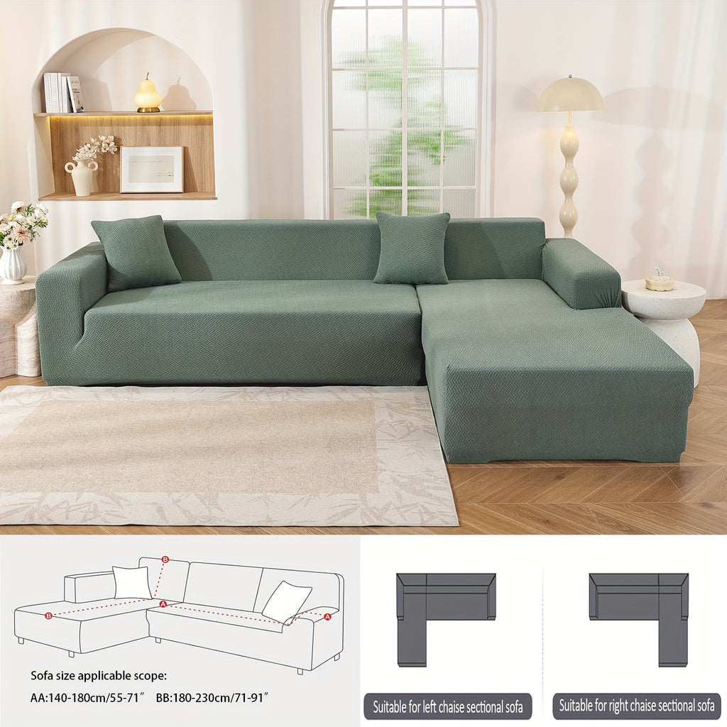 Housse de canapé extensible en polaire jacquard à housses séparées, détail de l'ourlet