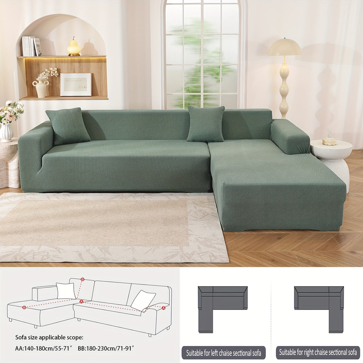 Housse de canapé extensible en polaire jacquard à housses séparées, détail de l'ourlet