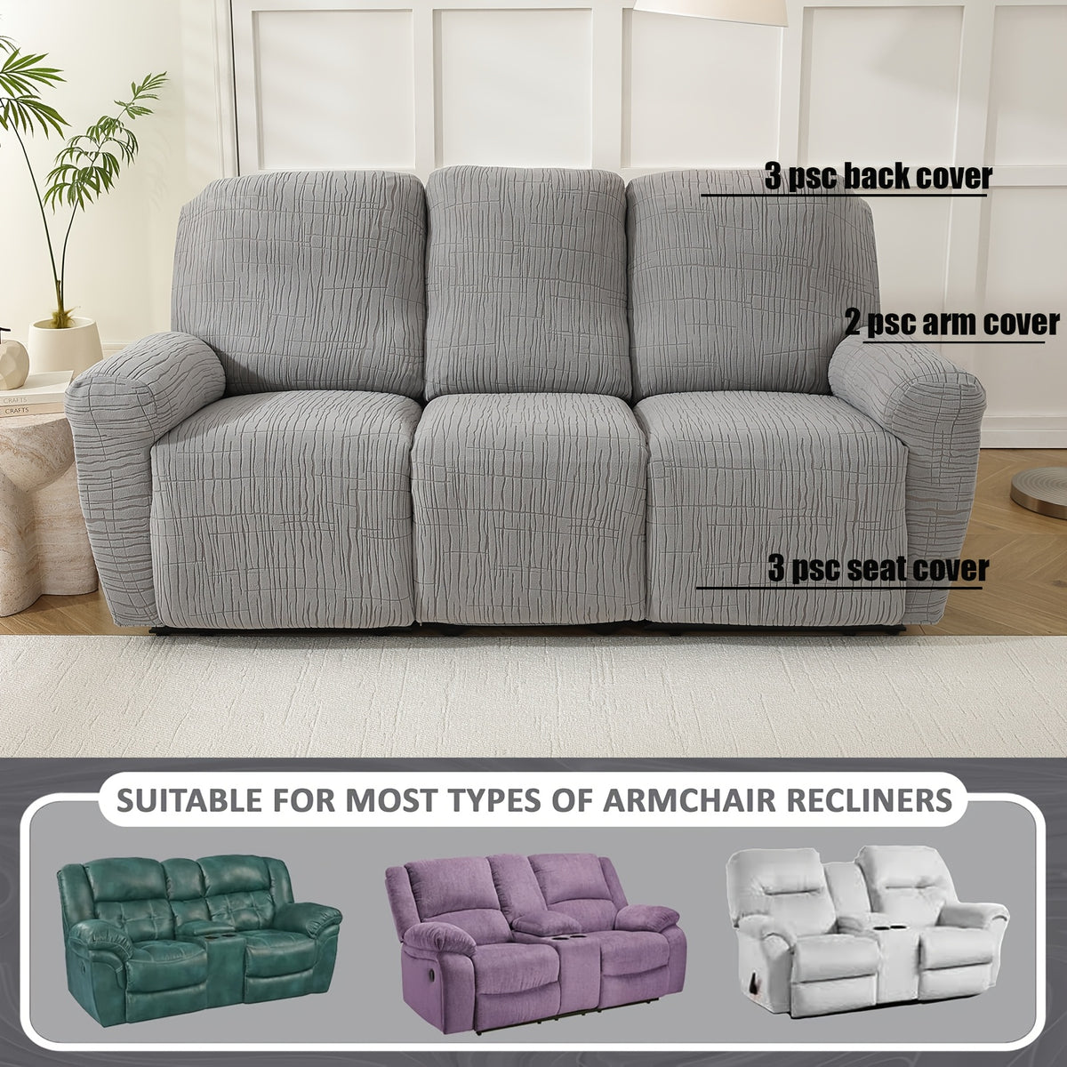 Housse de canapé extensible en polaire jacquard antidérapante à housses, gros plan sur le tissu