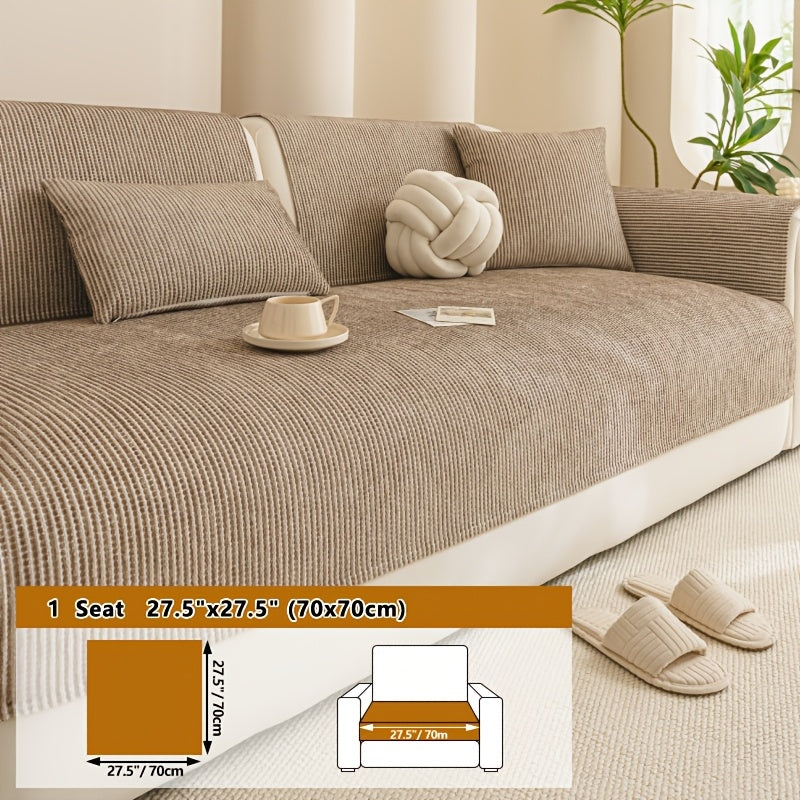Housse de coussin en chenille en fils teints, gros plan sur le tissu