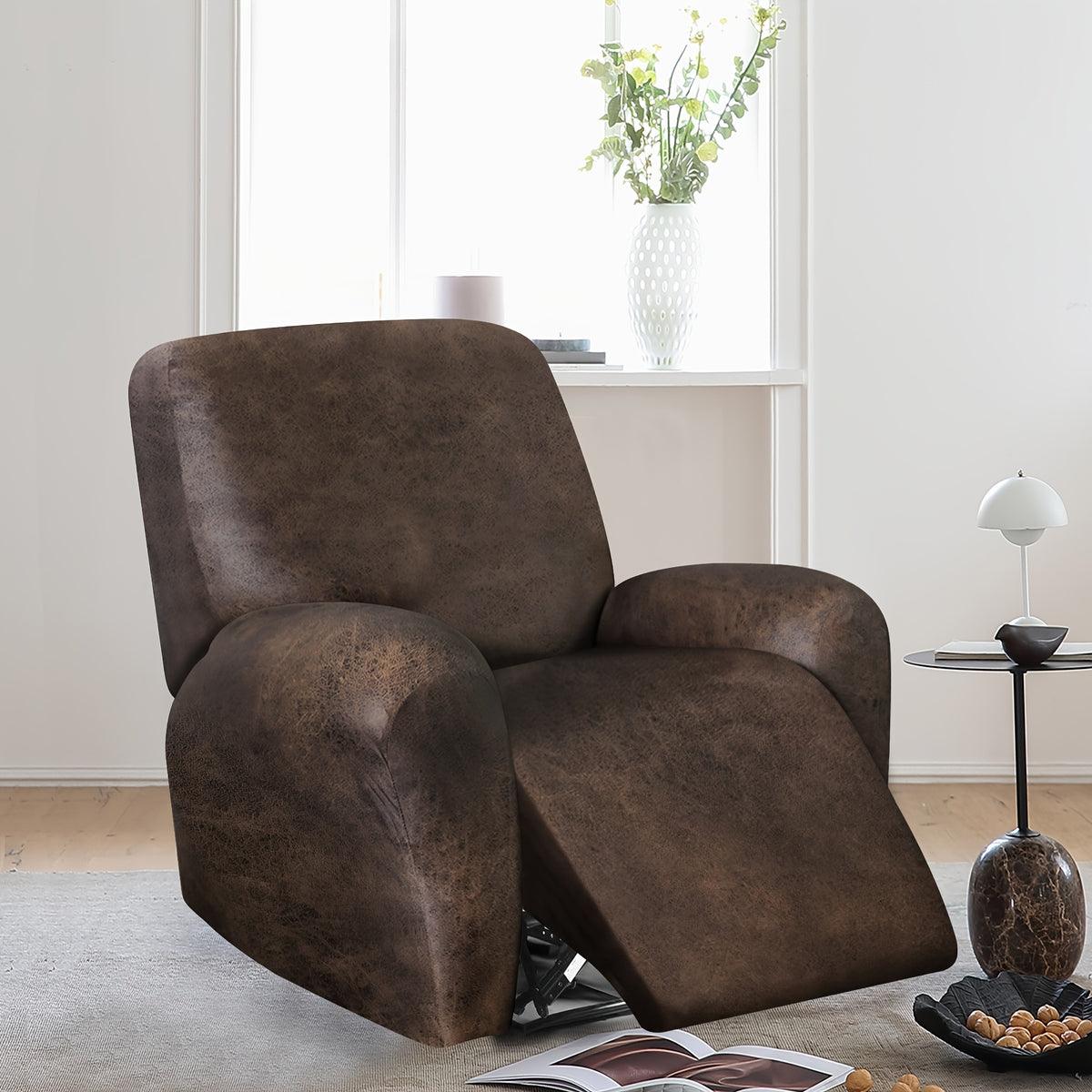 Housse de canapé extensible en fibre de lait à motif feuillage