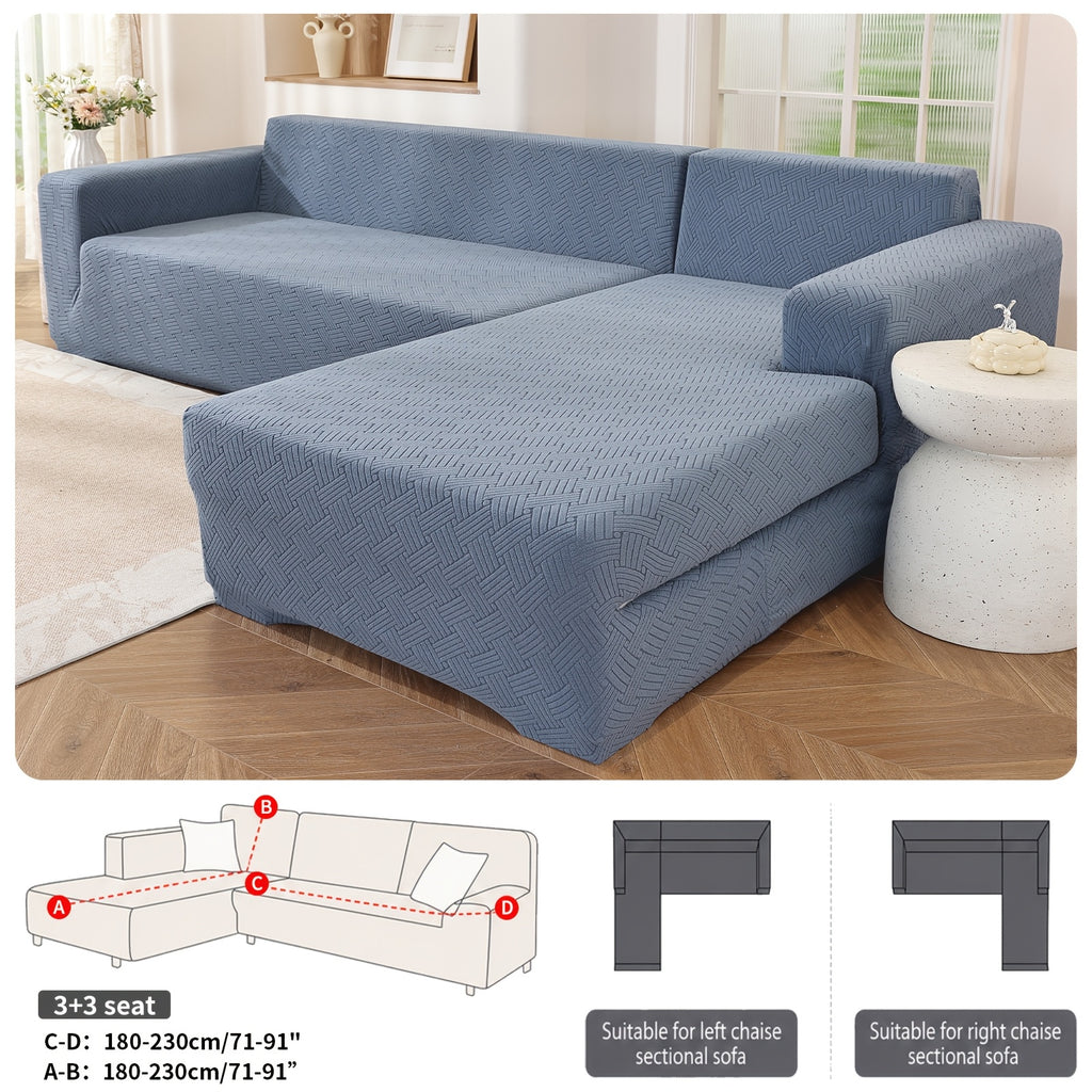 Housse de canapé épaisse extensible en polaire jacquard, gros plan sur le tissu