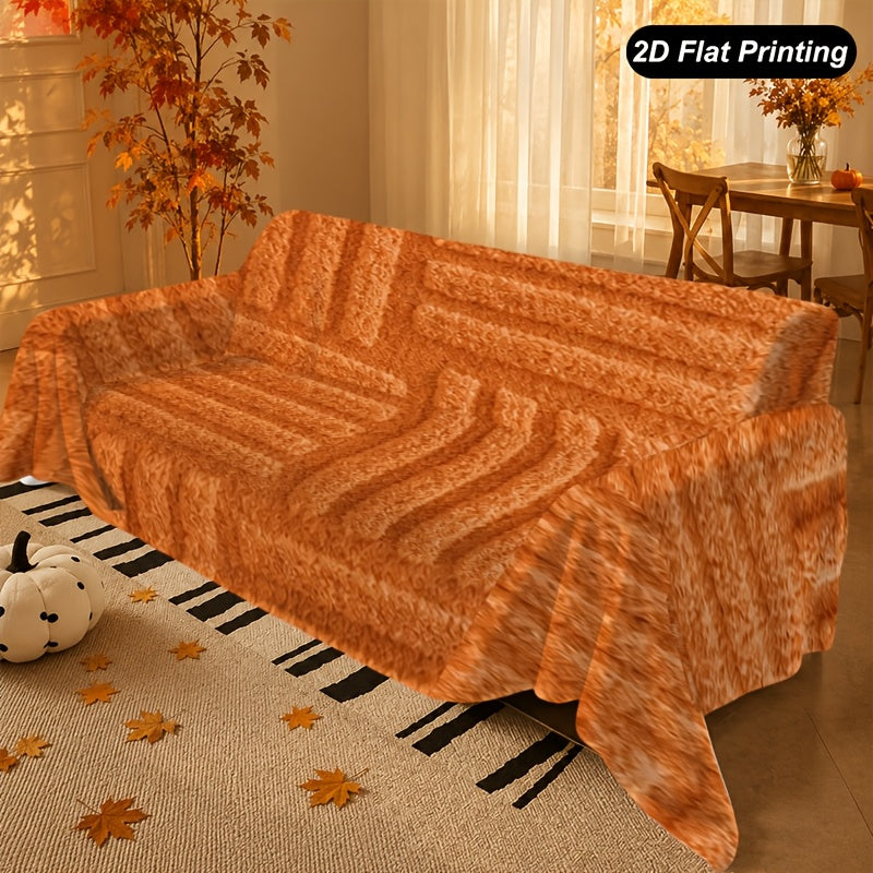 Housse de canapé épaisse en peluche imprimée d'esprit vintage, tissu de 280 g/m²