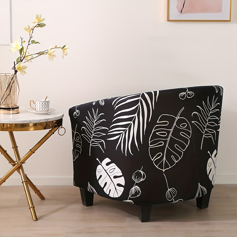 Housse de canapé extensible en fibre de lait à motif géométrique pour fauteuil, mise en situation