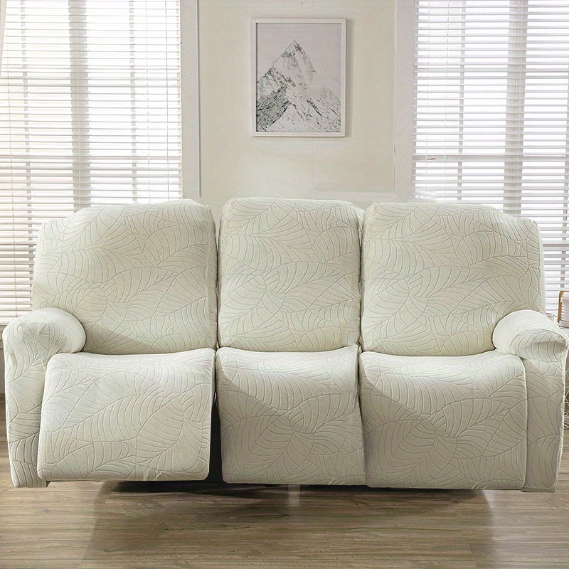 Housse de canapé épaisse extensible en polaire jacquard à motif feuillage, autre coloris
