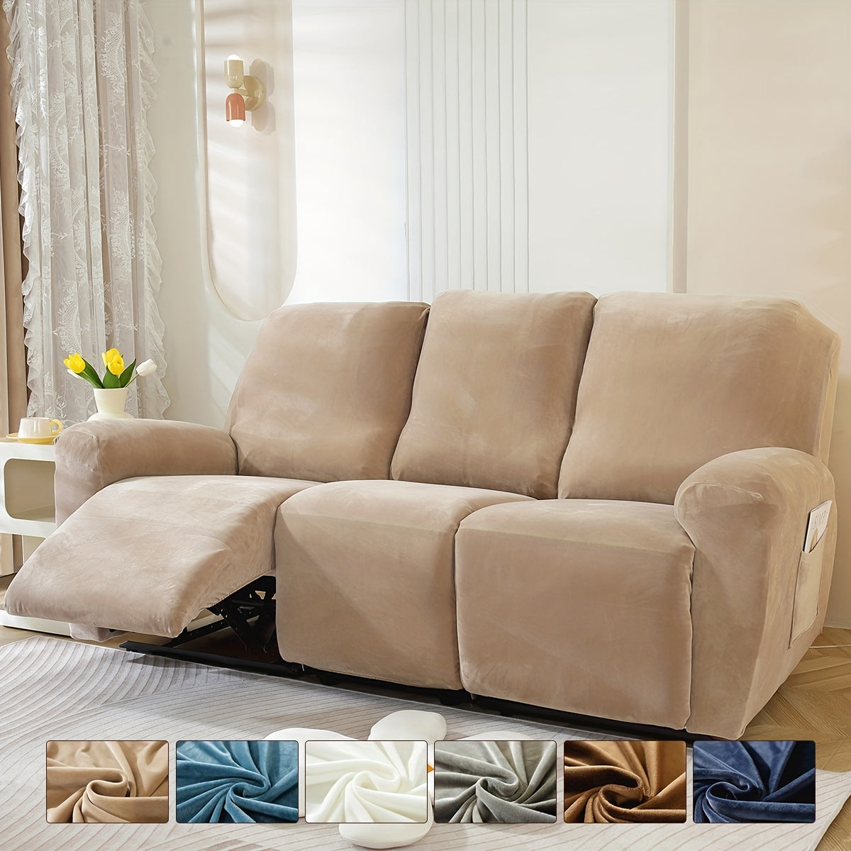 Housse de fauteuil en polaire jacquard, mise en situation