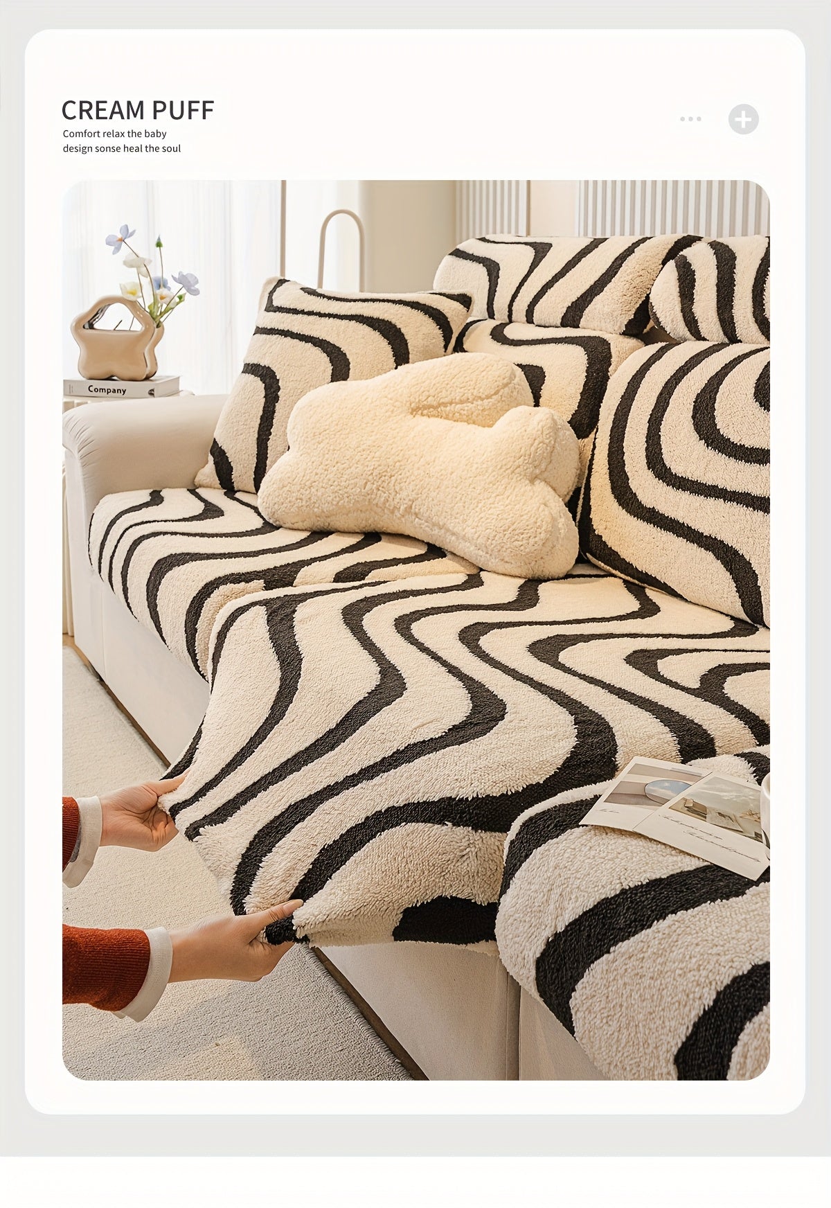 Housse de canapé extensible en peluche à housses séparées, vue de dos