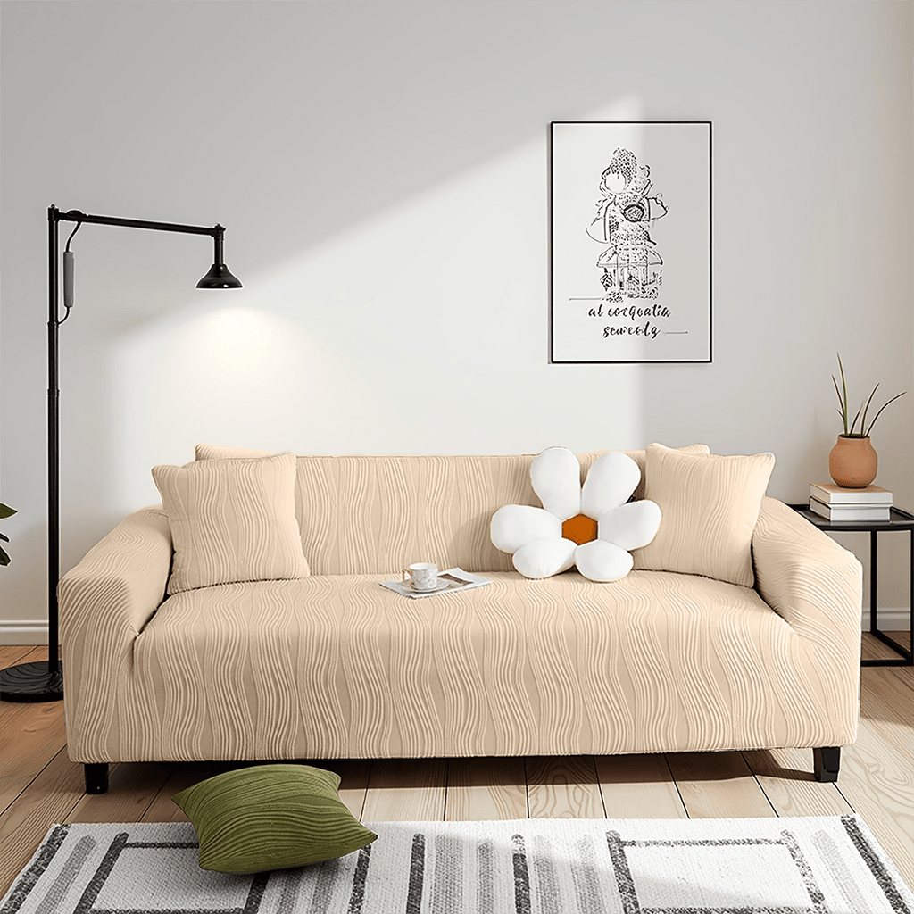 Housse de canapé extensible en polaire au rendu glamour, tissu de 300 à 350 g/m²